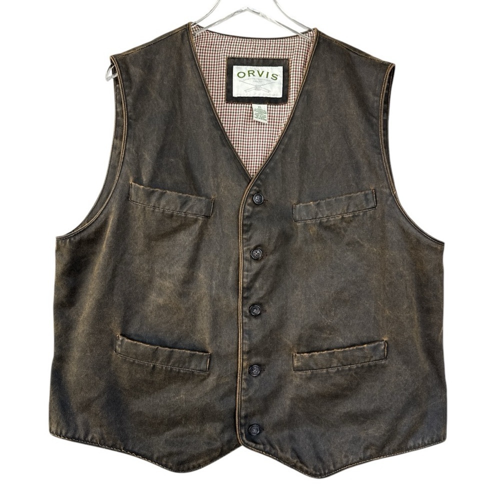 Orvis Brown Faux Leather Vest Size XL